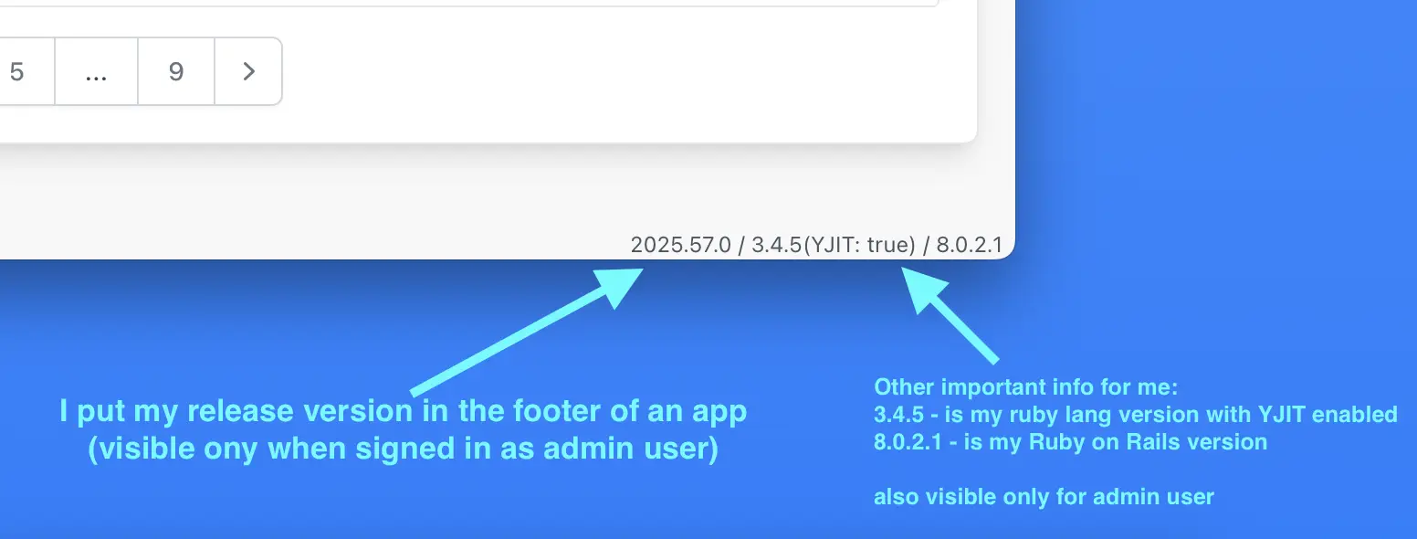 Date-Based Release version visible in application's footer